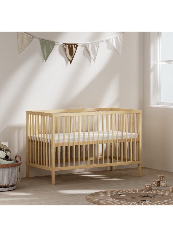 MEICI BABY Natural Wooden Baby Cot Bed With 4cm Mattress，Baby Crib，Convertible Cot，Baby Crib，3 Adjustable Bed Base Positions (120x60（Including Mattress）) - Image 2